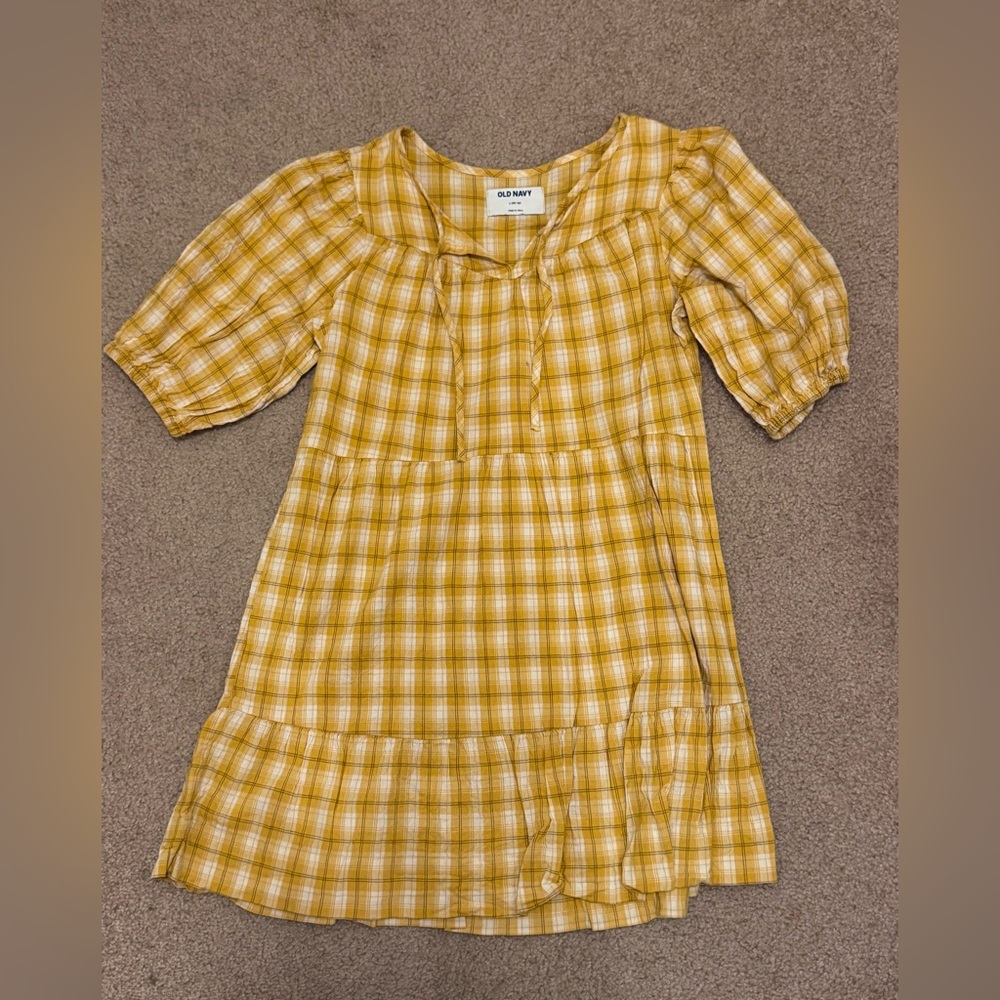 Old Navy Kids Dress in Yellow Checkered Pattern